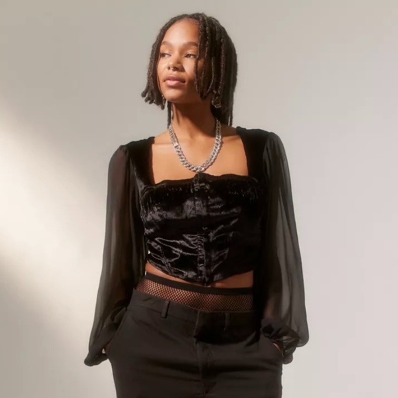 Peggy Velvet Puff Sleeve Bustier - Picture 1 of 3